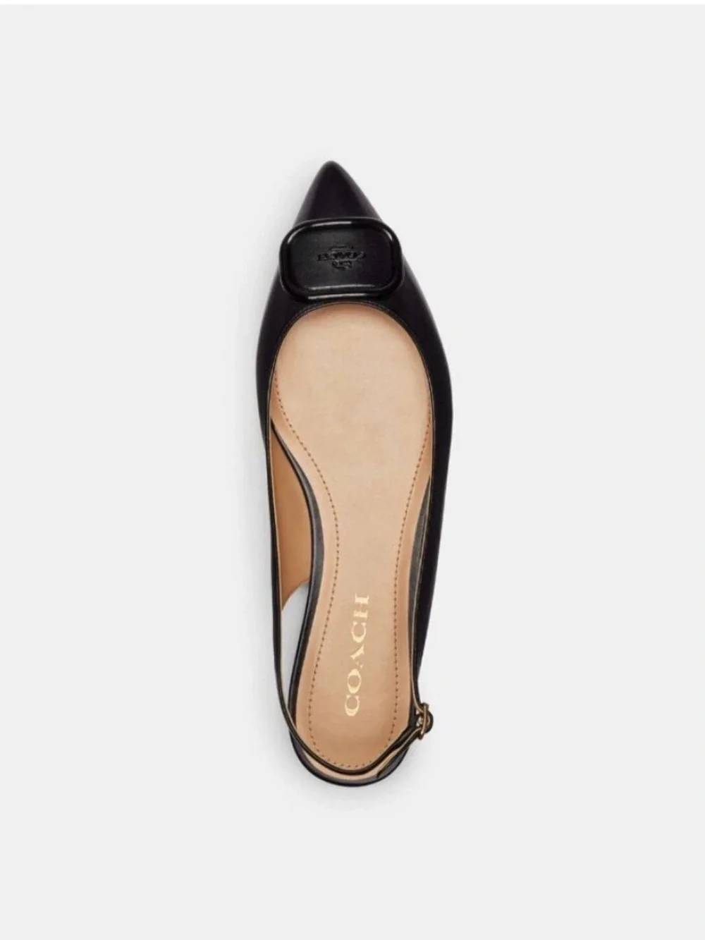 Coach VEDA leather flats slingbacks black New US Size 7.5